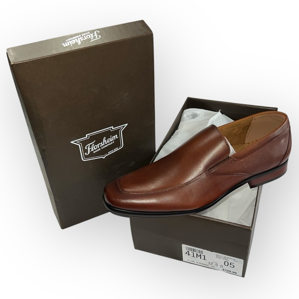 Florsheim Men’s Kier Moc Toe Slip-On Loafers | Size 12 D | Cognac Brown